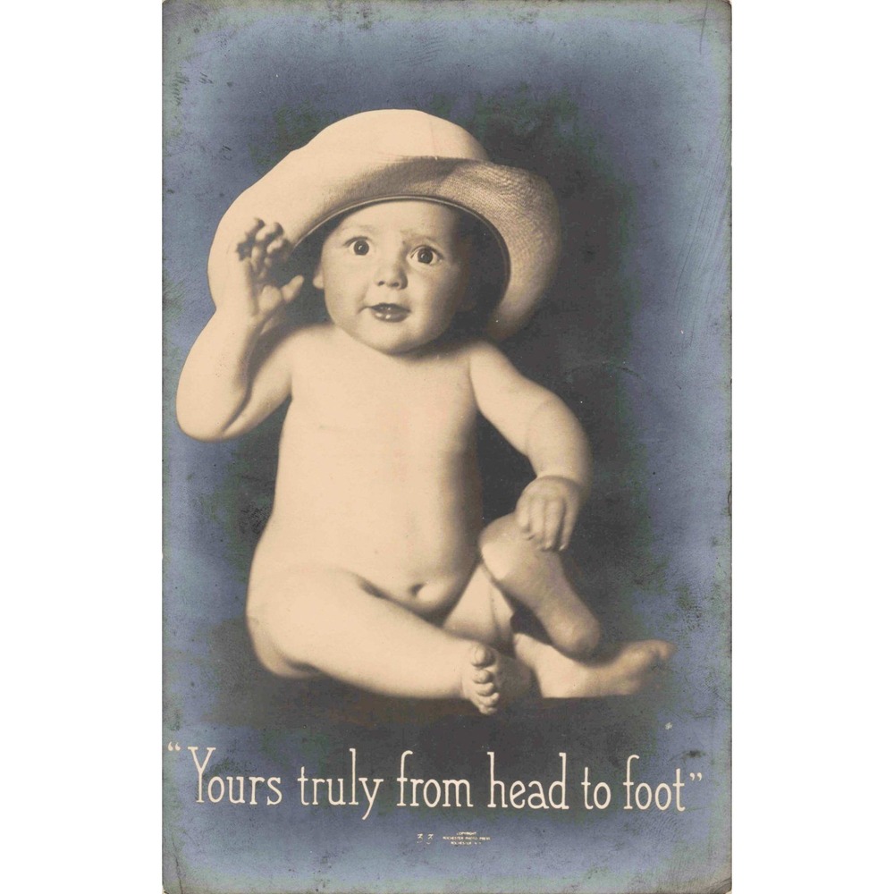 Vintage Yours Truly From Head to Foot Baby Postcard Rochester Photo Press - Picture 1 of 2